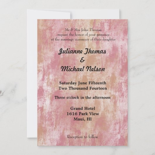 Invitation Mariage rose (Devant)