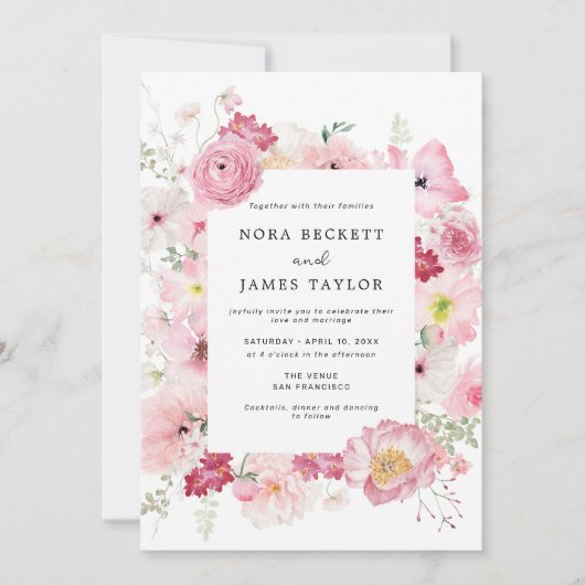 Invitation Mariage rose (Devant)