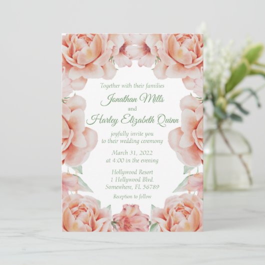 Invitation Mariage rose (Debout devant)