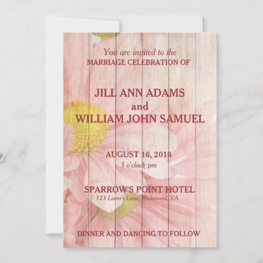 Invitation Mariage rose (Devant)