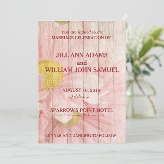 Invitation Mariage rose (Debout devant)