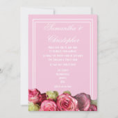 Invitation mariage rose à fleurs de bordure rose (Devant)