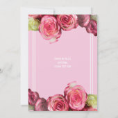 Invitation mariage rose à fleurs de bordure rose (Dos)