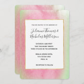 Invitation Mariage rose à la menthe tropicale (Devant / Derrière)