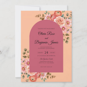 Invitation Mariage Rose Abricot Mauve