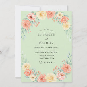 Invitation Mariage Rose Abricot Mousse de Mer