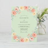 Invitation Mariage Rose Abricot Mousse de Mer (Debout devant)