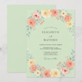 Invitation Mariage Rose Abricot Mousse de Mer (Devant / Derrière)