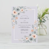 Invitation Mariage Rose Abricot Pervenche Poussiéreuse (Debout devant)