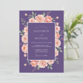 Invitation Mariage Rose Abricot Prune (Debout devant)