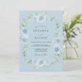 Invitation Mariage Rose Acier Bleuet (Debout devant)
