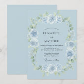 Invitation Mariage Rose Acier Bleuet (Devant / Derrière)
