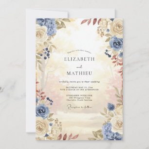 Invitation Mariage Rose Acier Champagne