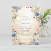 Invitation Mariage Rose Acier Champagne (Debout devant)