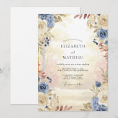 Invitation Mariage Rose Acier Champagne (Devant / Derrière)
