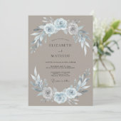 Invitation Mariage Rose Acier Taupe (Debout devant)