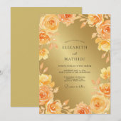 Invitation Mariage Rose Ambre Dorée (Devant / Derrière)