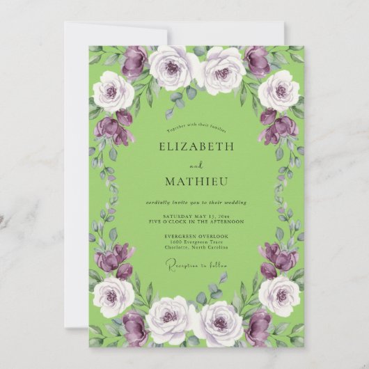 Invitation Mariage Rose Améthyste Citron (Devant)