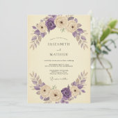 Invitation Mariage Rose Améthyste Crème (Debout devant)