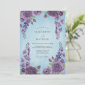 Invitation Mariage Rose Améthyste Pervenche (Debout devant)