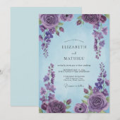 Invitation Mariage Rose Améthyste Pervenche (Devant / Derrière)