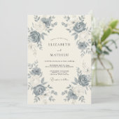Invitation Mariage Rose Antique Ardoise Acier (Debout devant)