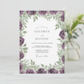 Invitation Mariage Rose Antique Prune Profond (Debout devant)