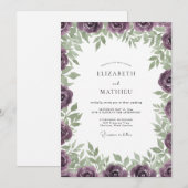 Invitation Mariage Rose Antique Prune Profond (Devant / Derrière)