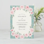 Invitation Mariage Rose Aqua Blush (Debout devant)