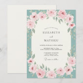 Invitation Mariage Rose Aqua Blush (Devant / Derrière)