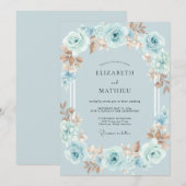 Invitation Mariage Rose Aqua Cuivre (Devant / Derrière)