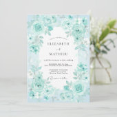 Invitation Mariage Rose Aqua Menthe (Debout devant)