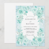 Invitation Mariage Rose Aqua Menthe (Devant / Derrière)