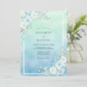 Invitation Mariage Rose Aqua Menthe (Debout devant)