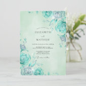 Invitation Mariage Rose Aqua Menthe (Debout devant)