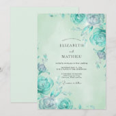 Invitation Mariage Rose Aqua Menthe (Devant / Derrière)