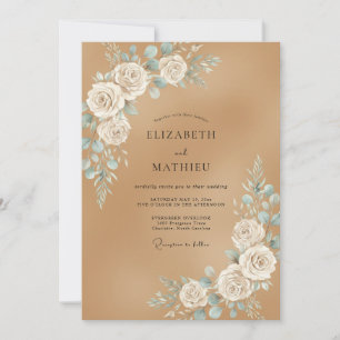 Invitation Mariage Rose Aqua Tan