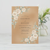 Invitation Mariage Rose Aqua Tan (Debout devant)