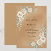 Invitation Mariage Rose Aqua Tan (Devant / Derrière)