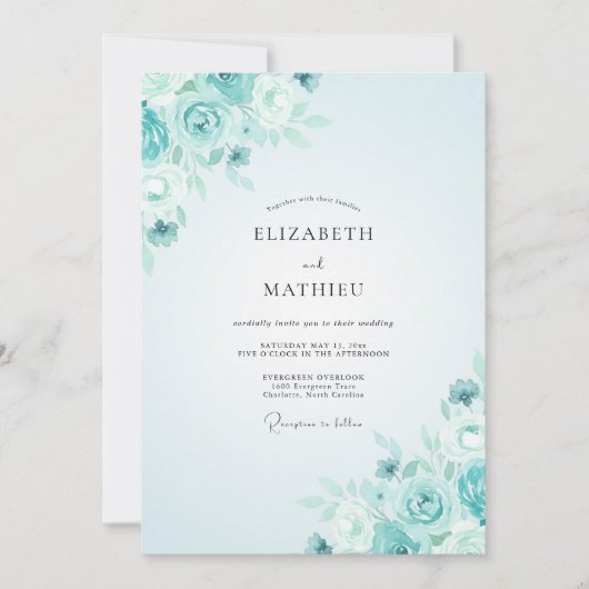 Invitation Mariage Rose Aquamarine (Devant)