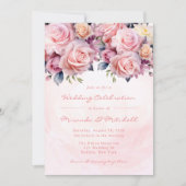 Invitation Mariage Rose aquarelle (Devant)