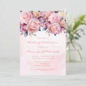 Invitation Mariage Rose aquarelle (Debout devant)