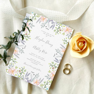 Invitation Mariage rose aquarelle fleurie