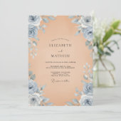 Invitation Mariage Rose Ardoise Abricot (Debout devant)
