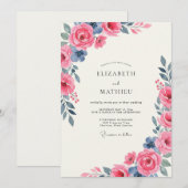 Invitation Mariage Rose Ardoise Baie (Devant / Derrière)