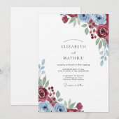Invitation Mariage Rose Ardoise Bordeaux (Devant / Derrière)