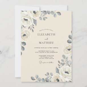 Invitation Mariage Rose Ardoise Ivoire