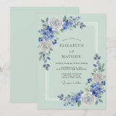 Invitation Mariage Rose Ardoise Menthe (Devant / Derrière)