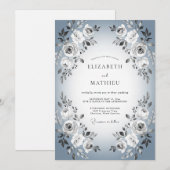 Invitation Mariage Rose Ardoise Poussiéreuse (Devant / Derrière)