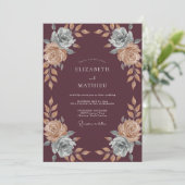 Invitation Mariage Rose Ardoise Prune (Debout devant)